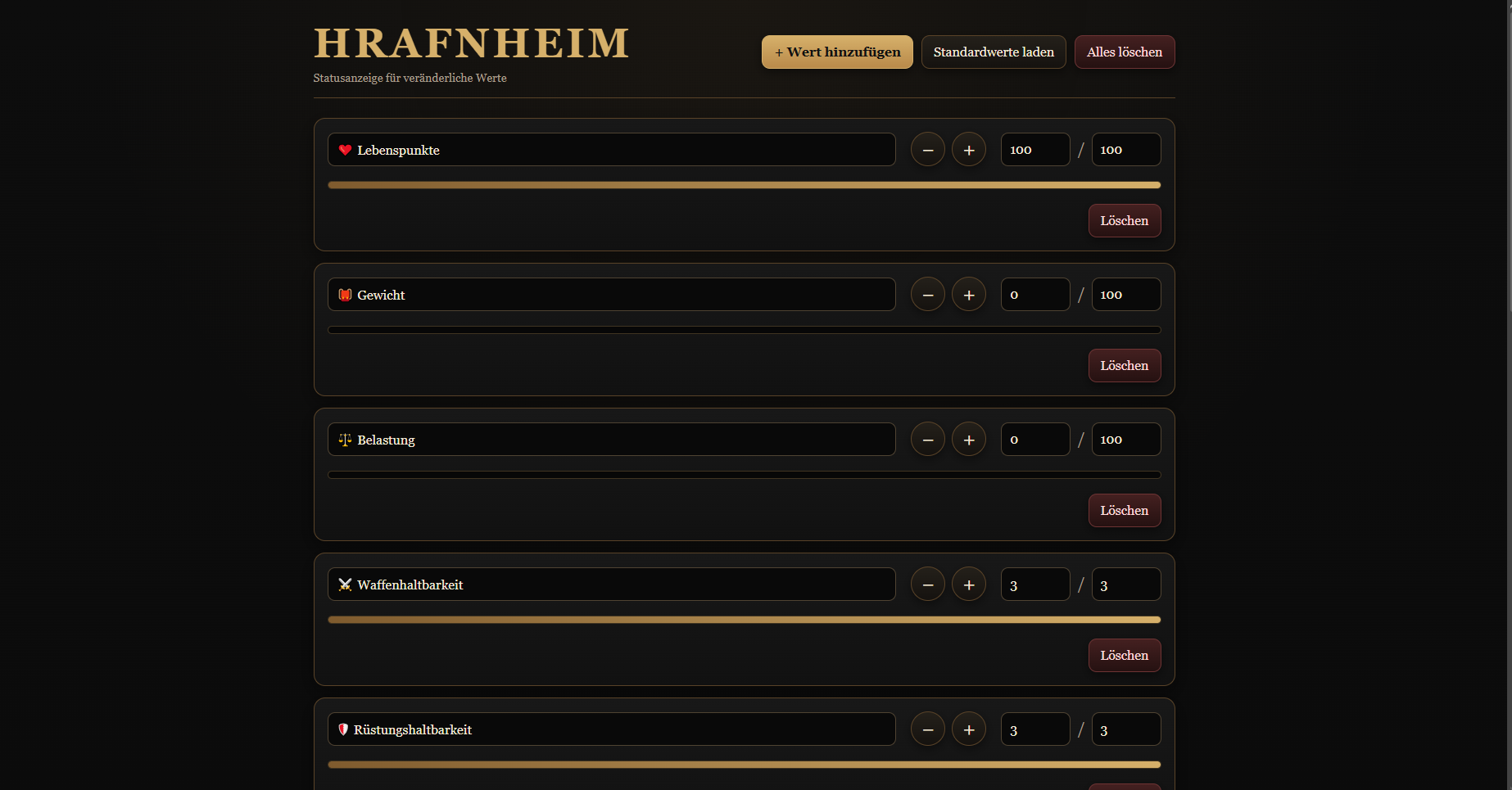 Screenshot der Hrafnheim Spieler-App